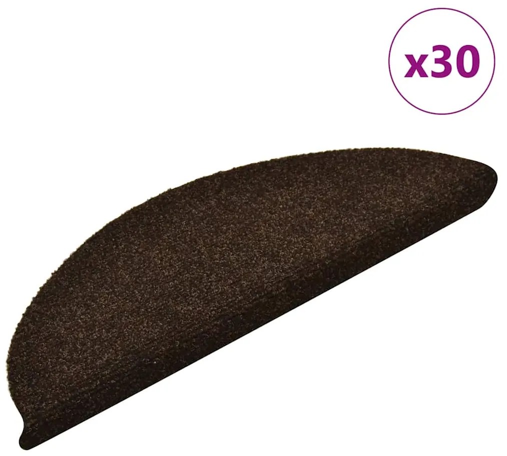 Tapetes de escada adesivos 30 pcs 56x17x3 cm castanho-escuro