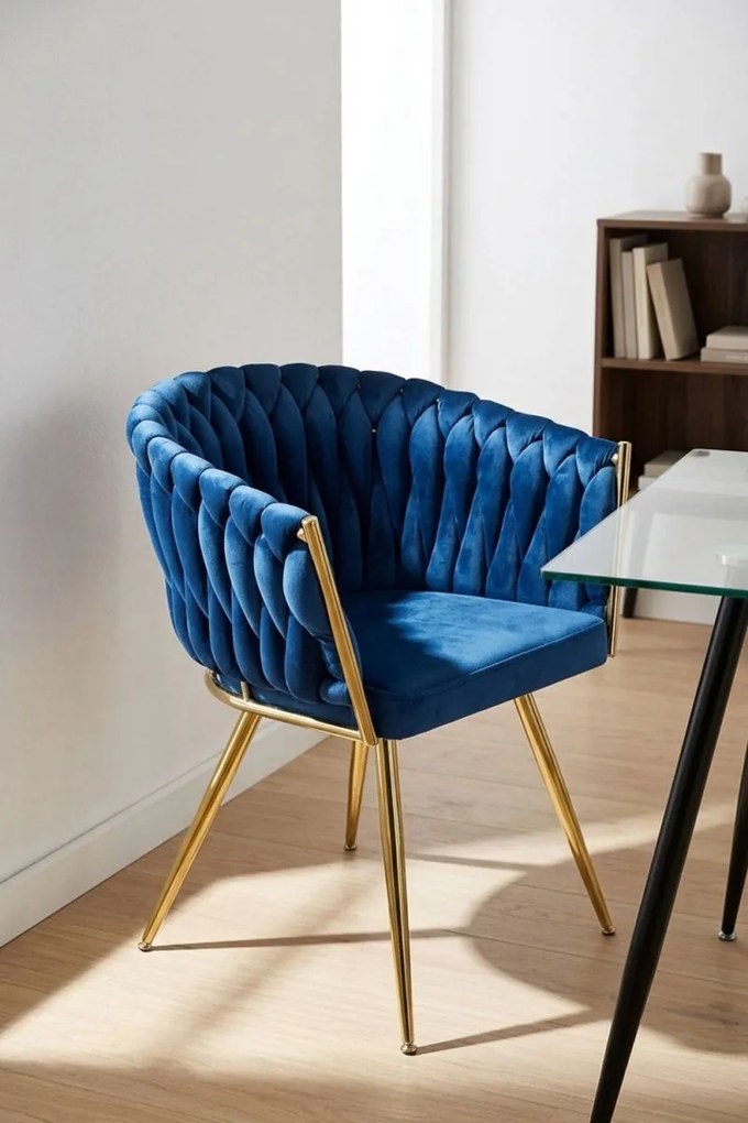Cadeira Widny Golden Veludo - Azul