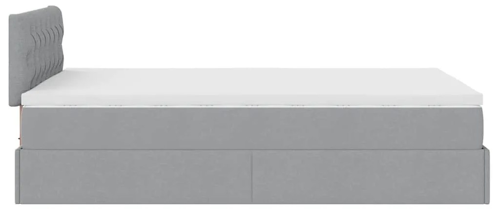 Cama otomana com colchão 120x190 cm tecido cinzento claro