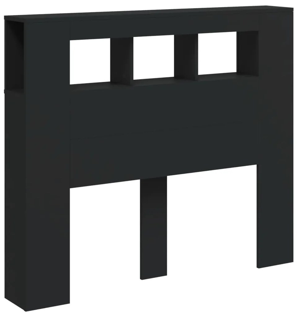 Cabeceira cama c/ LEDs 120x18,5x103,5 cm deriv. madeira preto