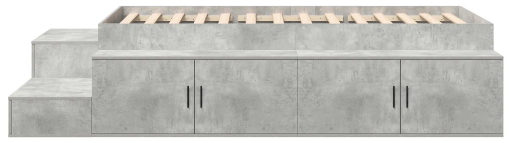 Cama de Armazenamento Cinza Concreto 75x190 cm