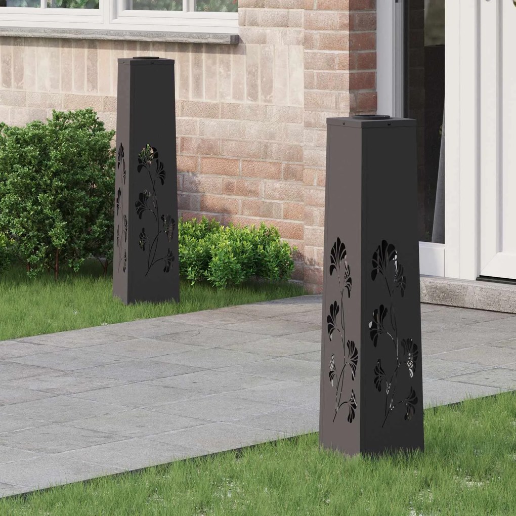 vidaXL Luz Solar LED de Caminho 2 pcs Preto Aço Laminado a Frio