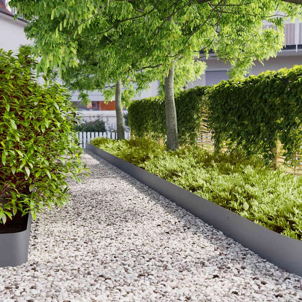 Orlas de relva 10 pcs antracite 20x103 cm aço laminado a frio