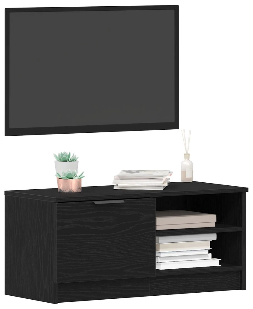 Aparador de TV vidaXL Preto Carvalho 80x35x36,5 cm Madeira Engenharia