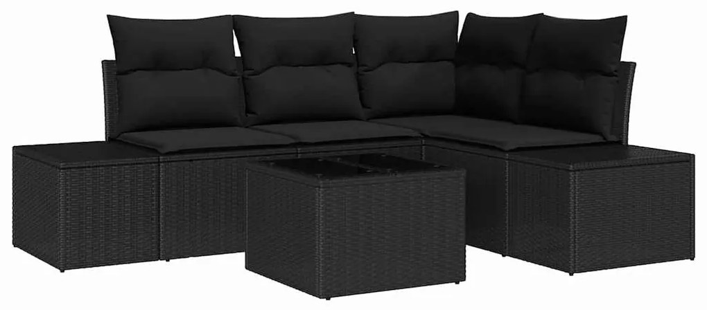 Conjunto de Sofás de Jardim com 5 peças e almofadas em bege de rattan