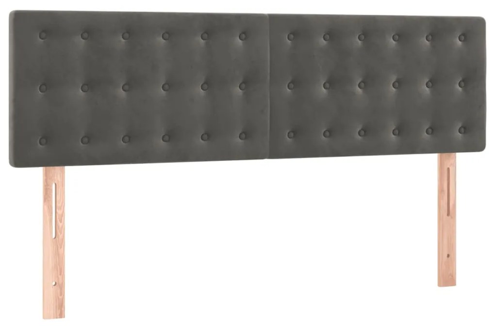 Cama box spring c/ colchão/LED 140x200cm veludo cinzento-escuro