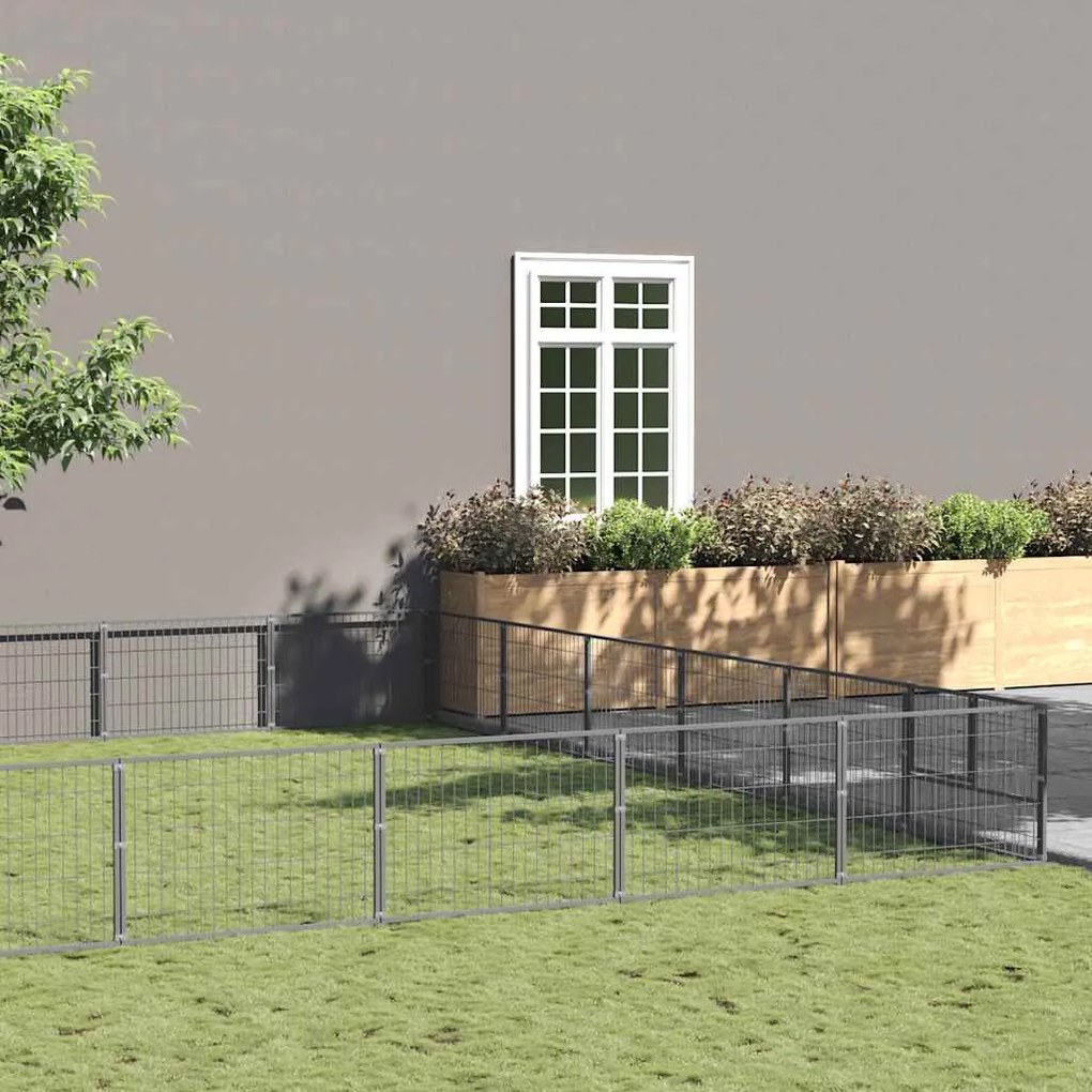 vidaXL Canil para cães 60 m² aço prateado