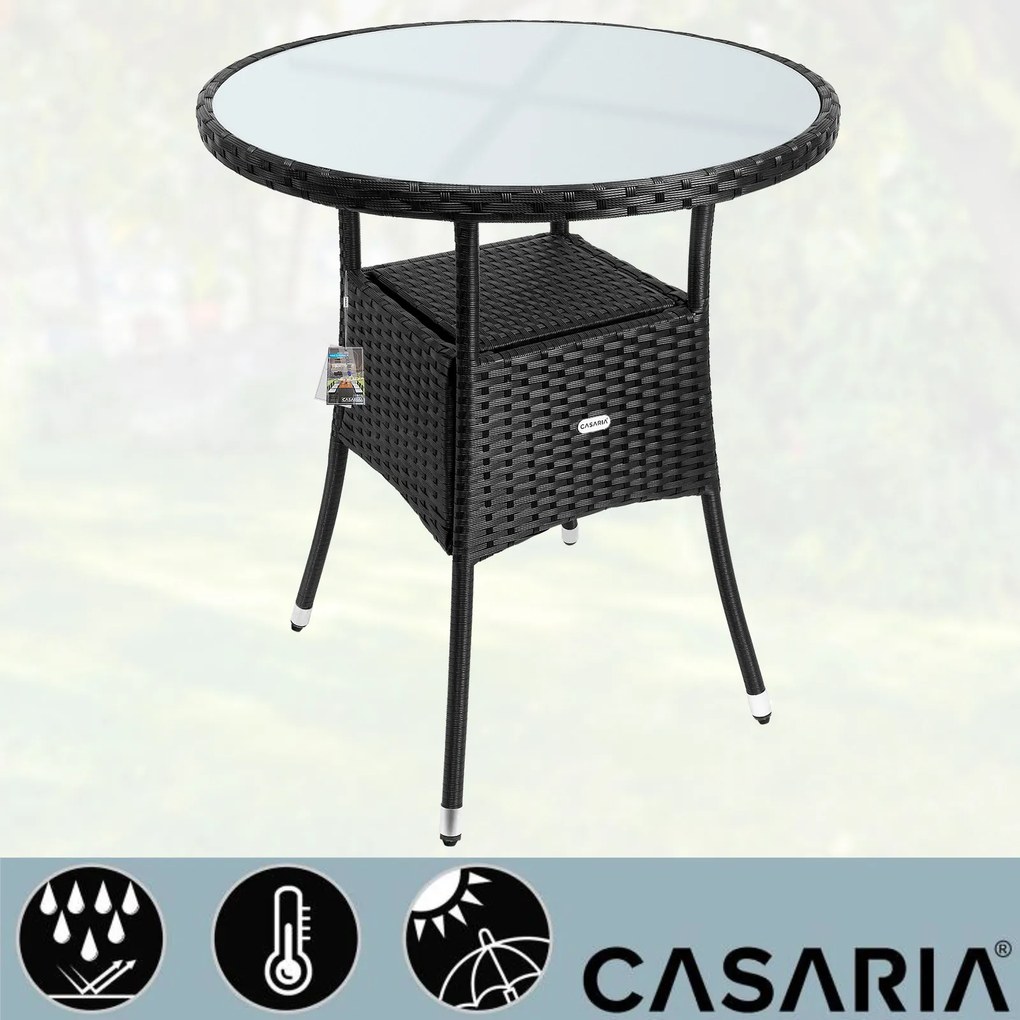 Mesa jardim redonda em Polyrattan Ø60cm Preta