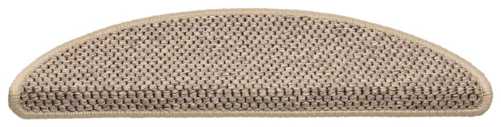 Tapetes escada adesivos aspeto sisal 30 pcs 56x17x3 bege-escuro