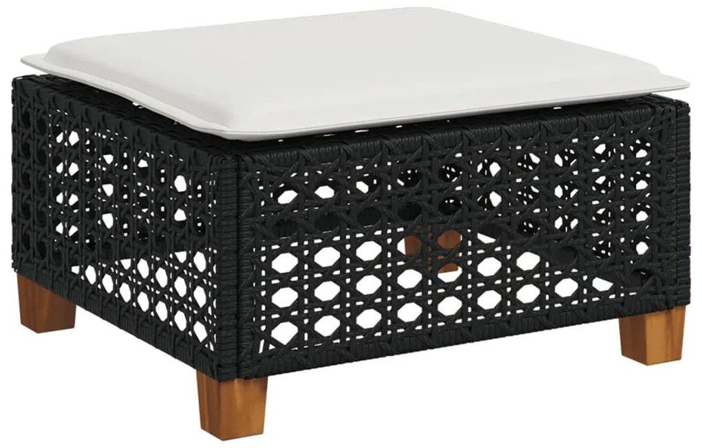 8 pcs conjunto sofás de jardim com almofadões vime PE preto