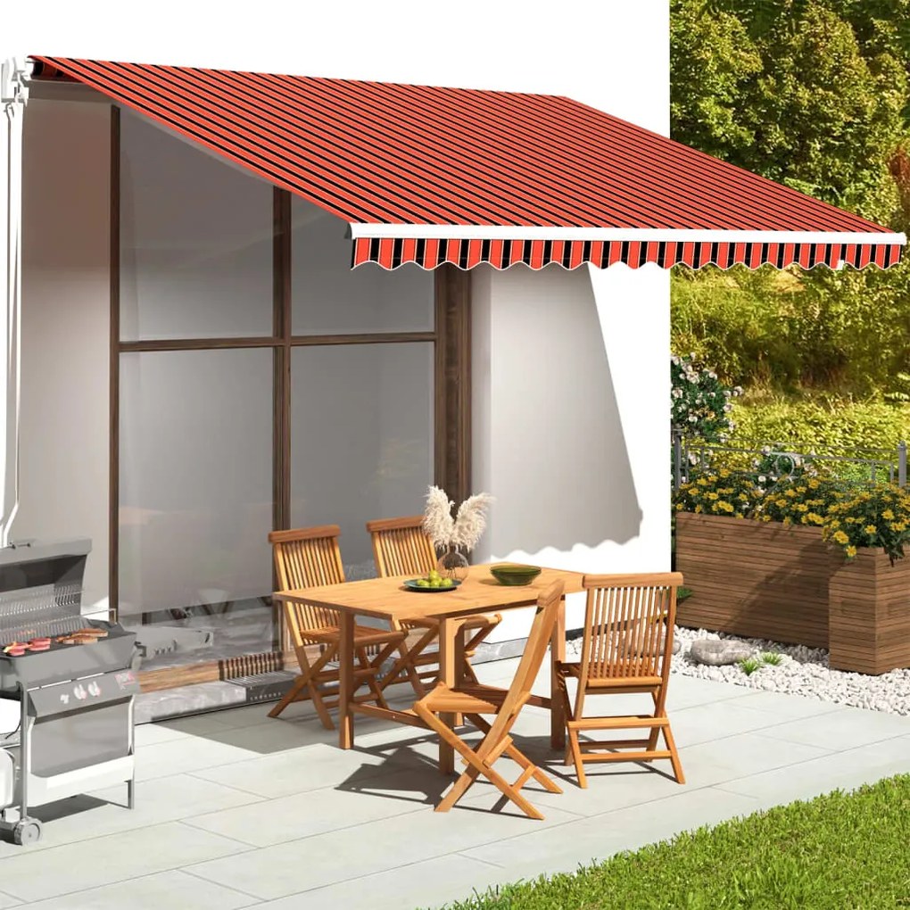 vidaXL Tecido de substituição para toldo 4,5x3,5 m laranja e castanho