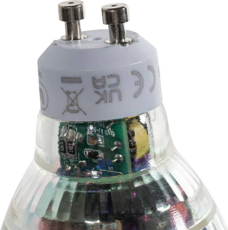 Conjunto de 5 lâmpadas LED GU10 50mm reguláveis transparente 2,5W 450 lm 3000K