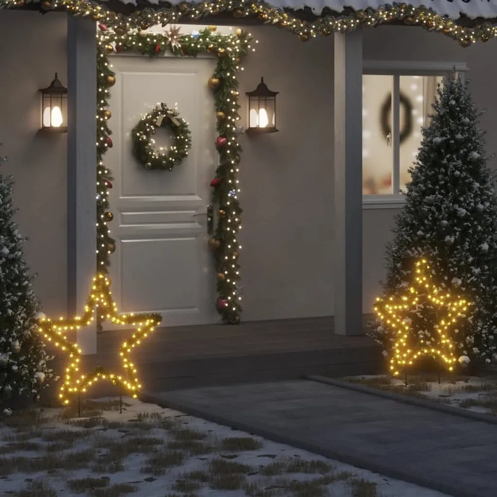 357724 vidaXL Decoração estrela de Natal c/ luz e estacas 115 luzes LED 85 cm
