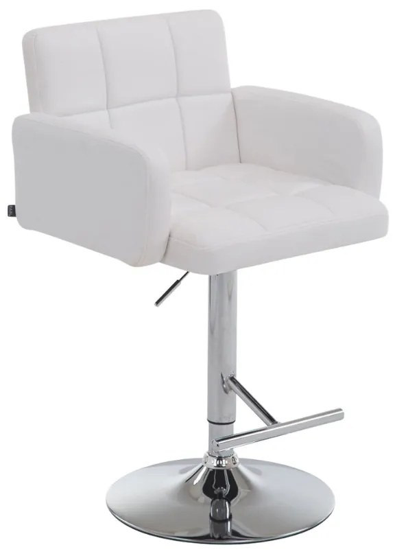 Banco de bar Los Angeles em couro sintético 60 x 93-113 x 56 cm Branco