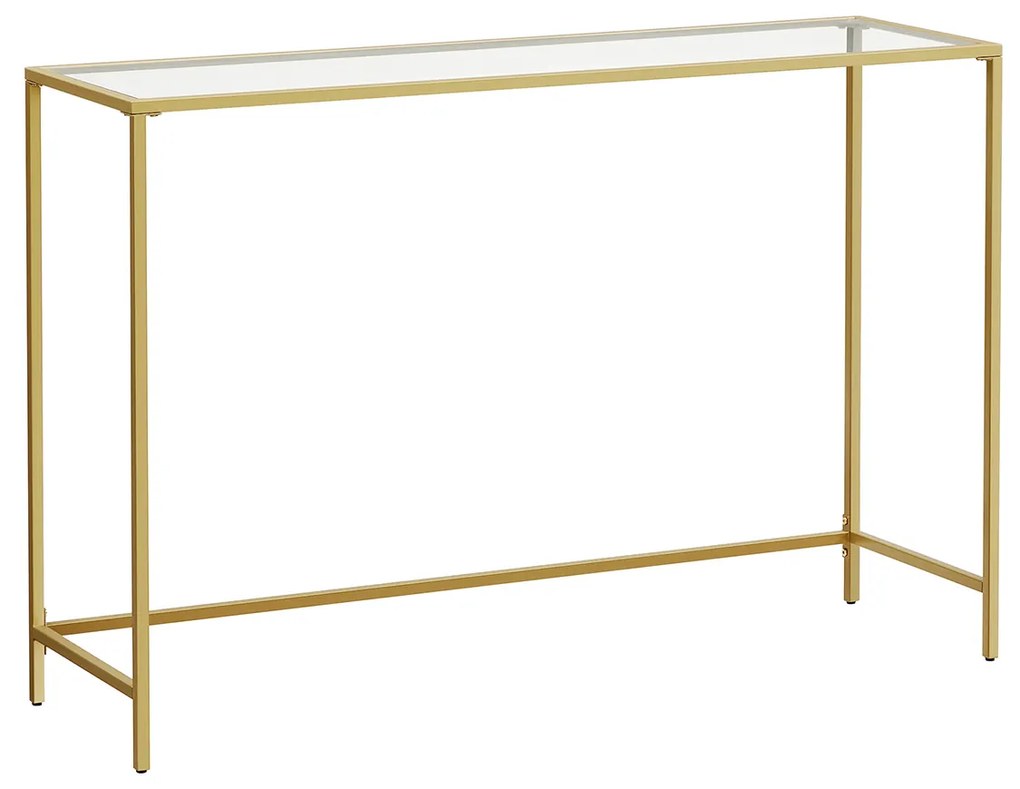 Mesa consola moderna para sofá 35 x 120 x 80 cm dourado-transparente