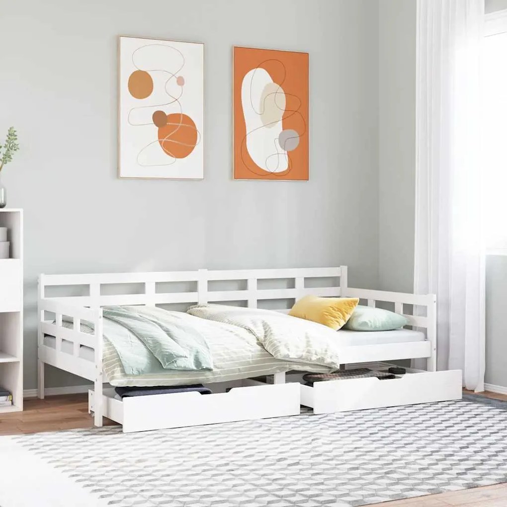 Sofá-cama com gavetas 80x200 cm madeira de pinho maciça