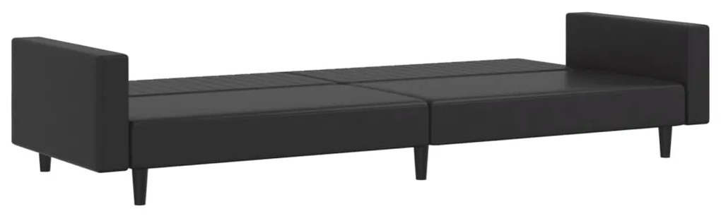 2 pcs conjunto de sofás couro artificial preto