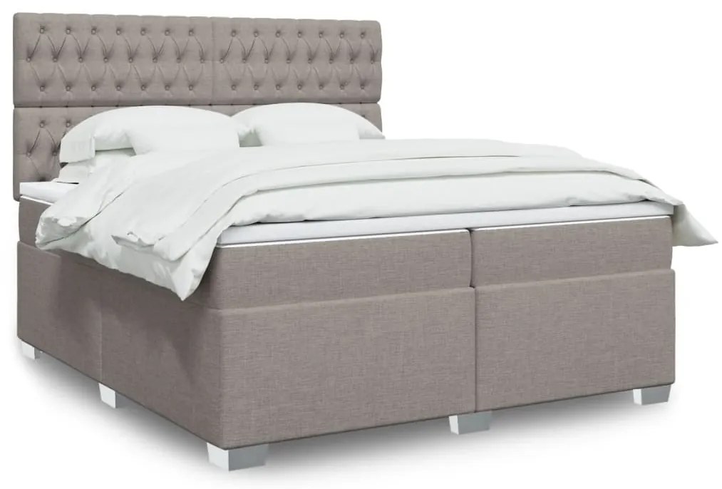 vidaXL Cama com molas/colchão 200x200 cm tecido castanho-acinzentado