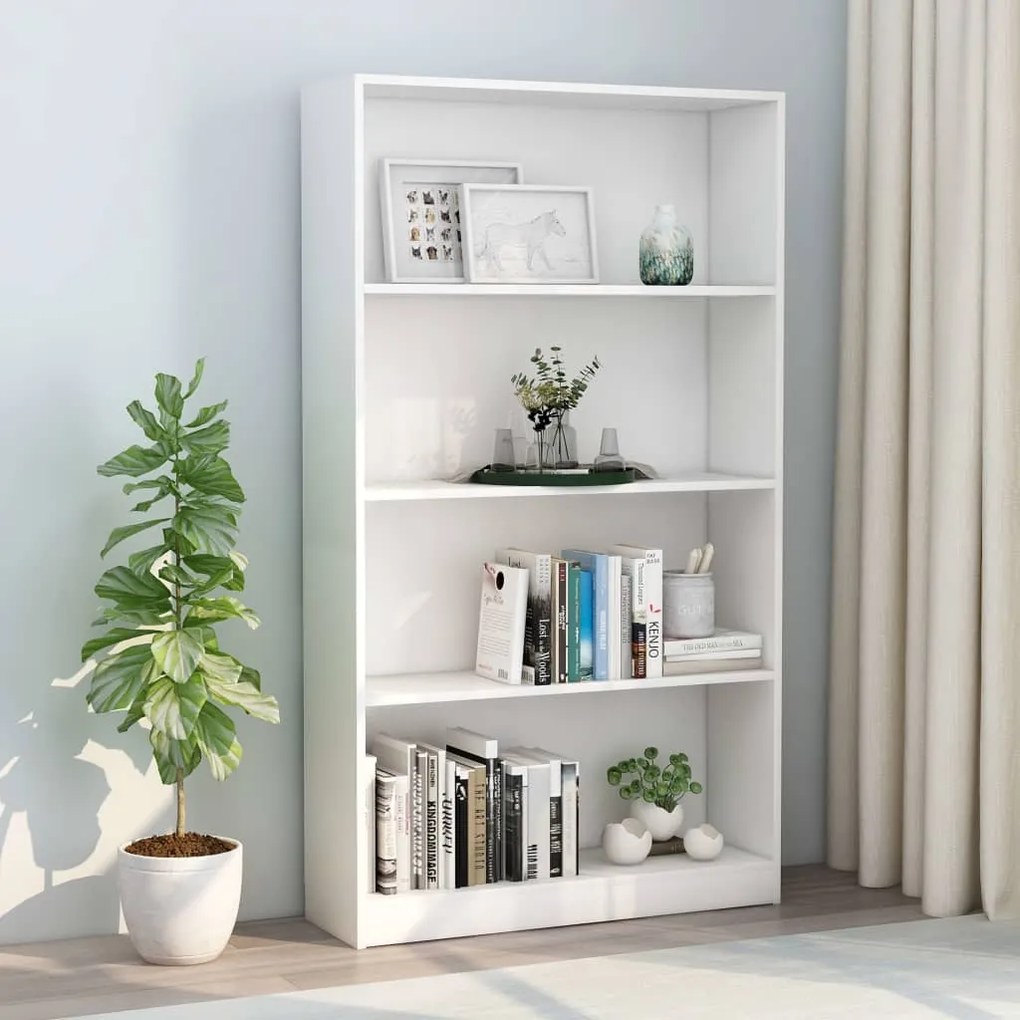 800909 vidaXL Estante com 4 prateleiras 80x24x142 cm contraplacado branco