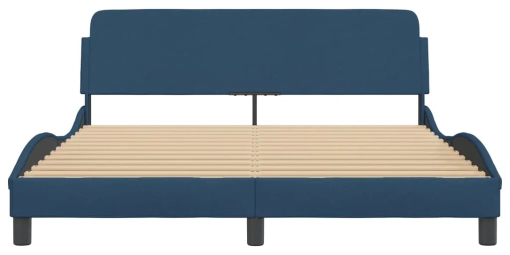 Estrutura cama c/ cabeceira sem colchão 160x200 cm tecido azul