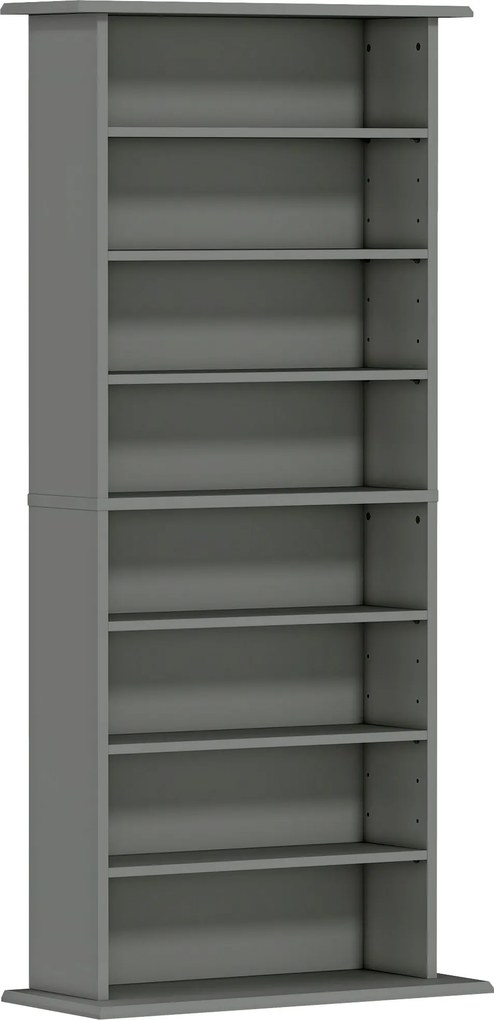 HOMCOM Organizadores para CD e DVD com 8 compartimentos e 6 prateleiras ajustáveis, capacidade máx. 360 CD/185 DVD e Blu-ray, cinza | Aosom Portugal