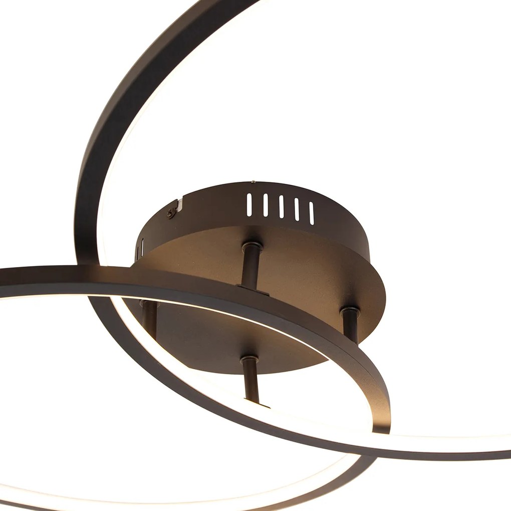 Candeeiro de teto preto 78 cm com LED regulável em 3 níveis - Rowin Design