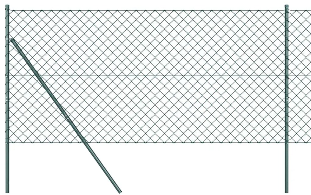 Conjunto de Postes de Cerca Verde 1.4 x 25 m Aço Galvanizado