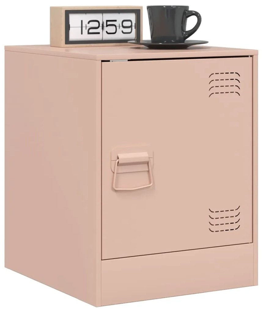 Mesas de cabeceira 2 pcs 34,5x39x44 cm aço rosa