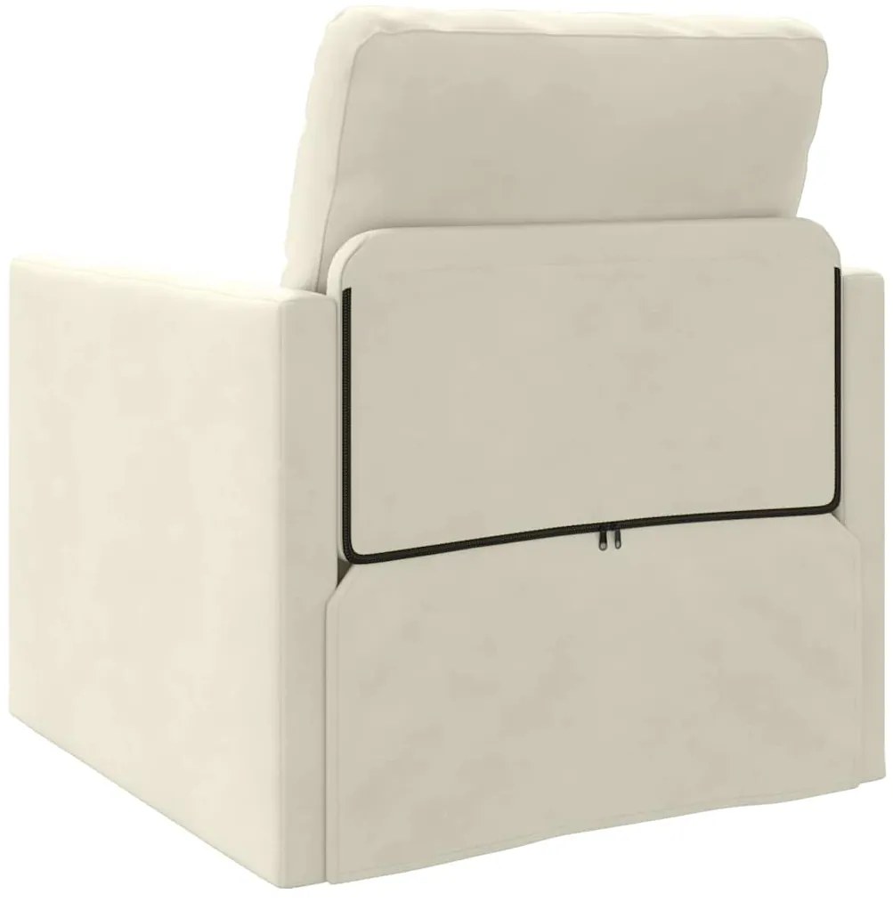 Sofá-cama 2-em-1 Creme 74x77x81 cm Veludo