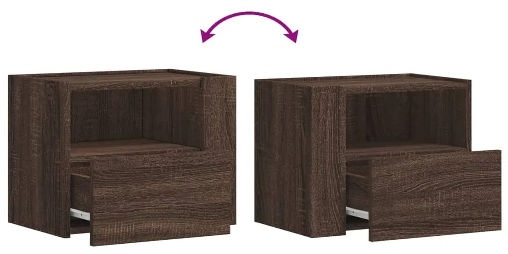 Mesa de cabeceira de parede 45x30x35 cm carvalho castanho