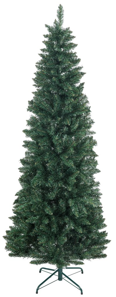 HOMCOM Árvore de Natal Tipo Lápis 210 cm com Base Dobrável e 687 Ramos para Quarto Escritório Verde | Aosom Portugal