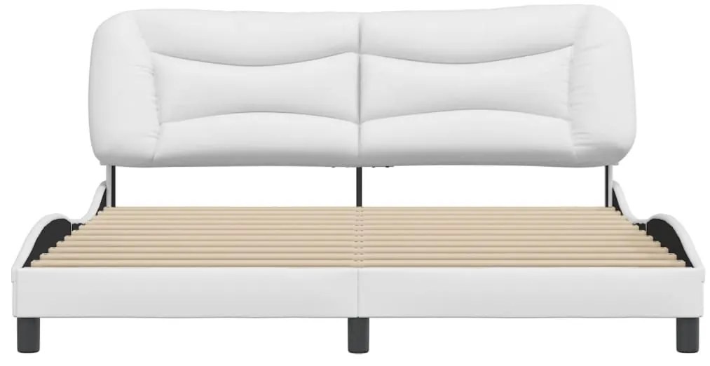 Estrutura cama c/ cabeceira 180x200 cm couro artificial branco