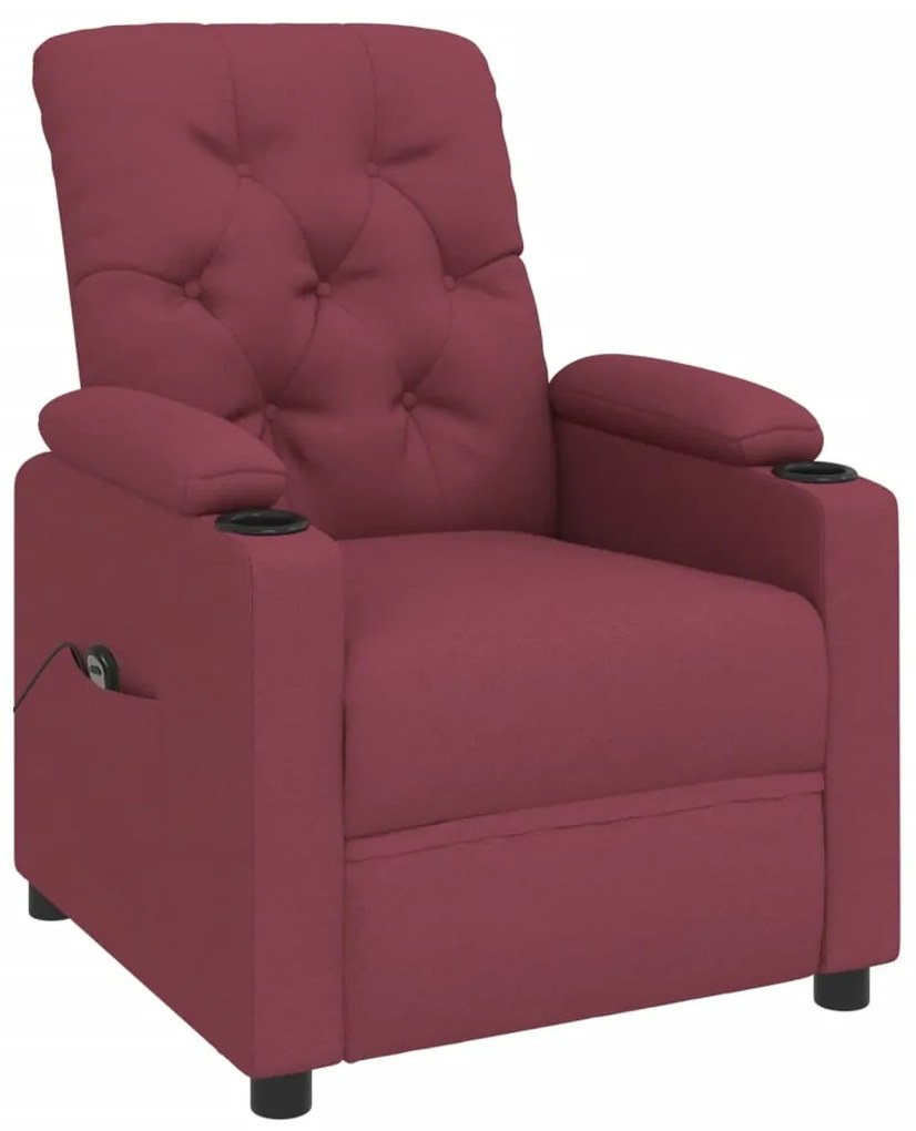 Poltrona elétrica reclinável tecido vermelho tinto