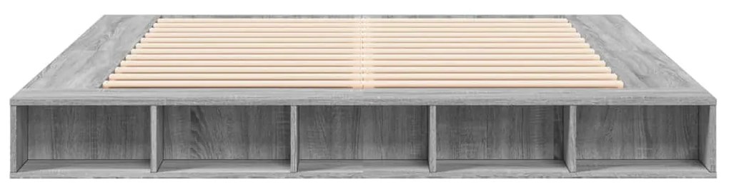 Estrutura de cama 200x200 cm derivados madeira cinzento sonoma