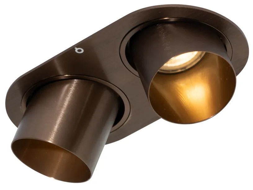 Foco embutido arredondado bronze escuro GU10 50mm 2-luzes - Installa Moderno