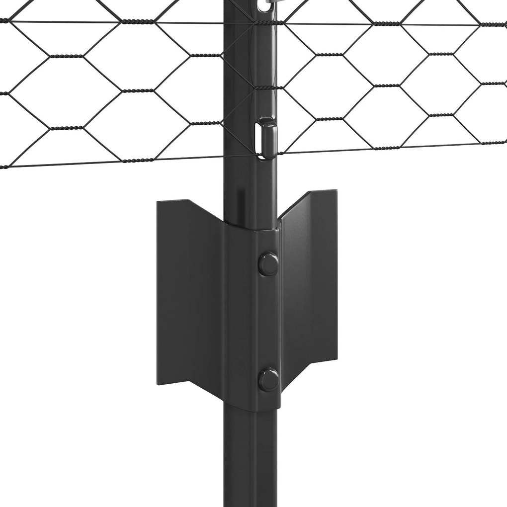 Postes de Cerca vidaXL 11 pcs U-Channel Cinza 60 cm Aço, Cerca Hexagon