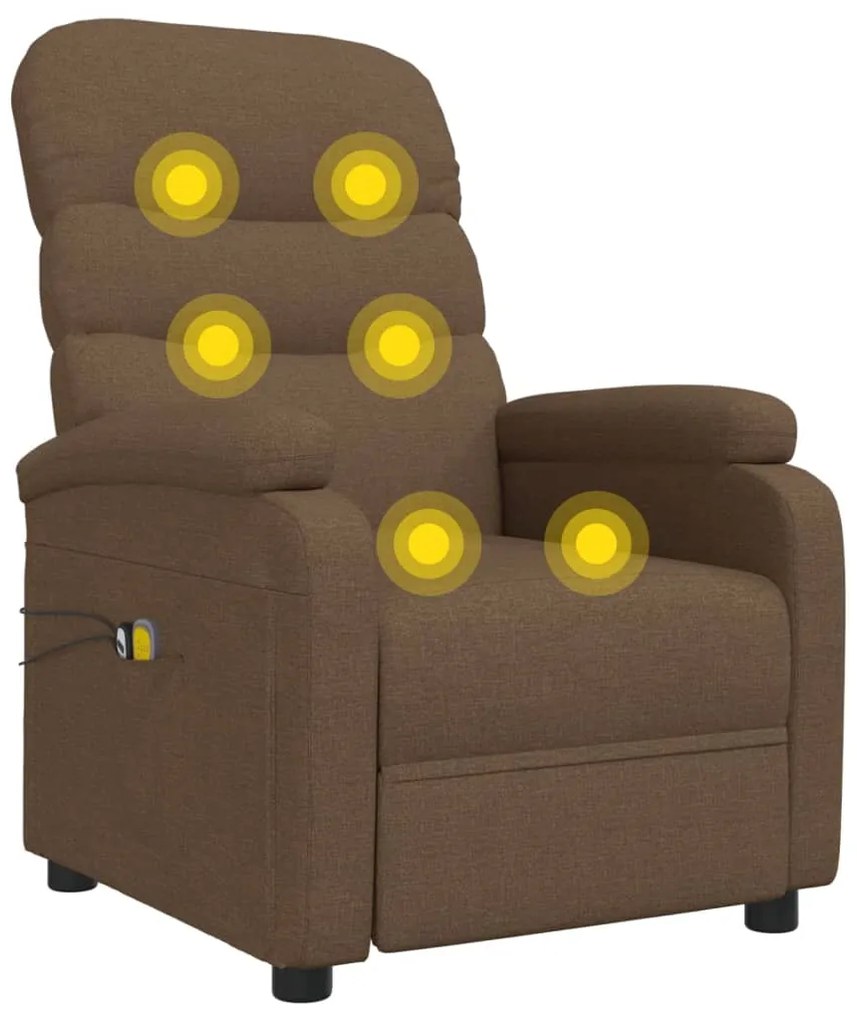 Poltrona de massagens elétrica reclinável tecido castanho