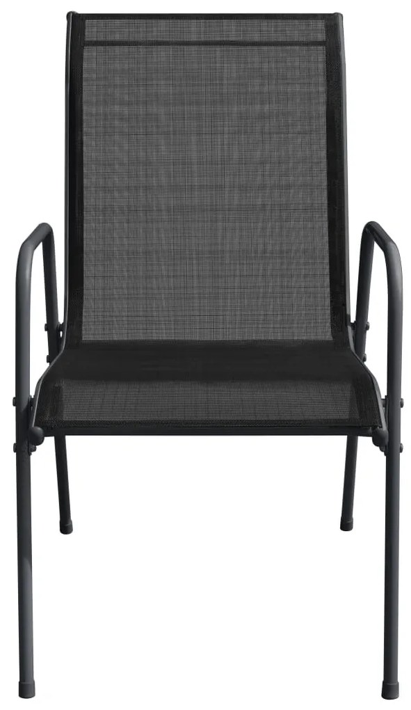 Cadeiras de jardim 4 pcs aço e textilene preto