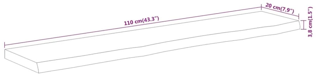 Prateleira de parede retangular 110x20x3,8 cm acácia maciça
