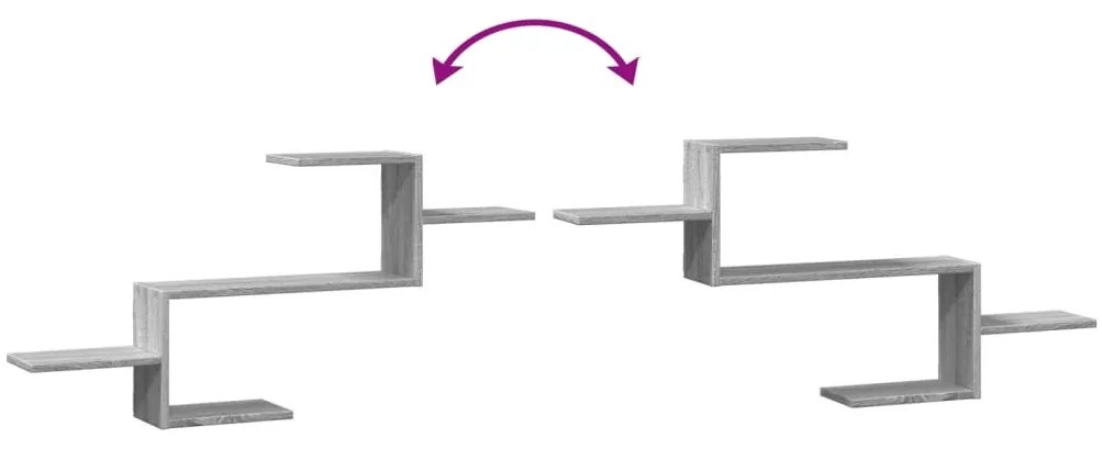 Prateleira parede 104x15x49cm derivados madeira cinzento sonoma