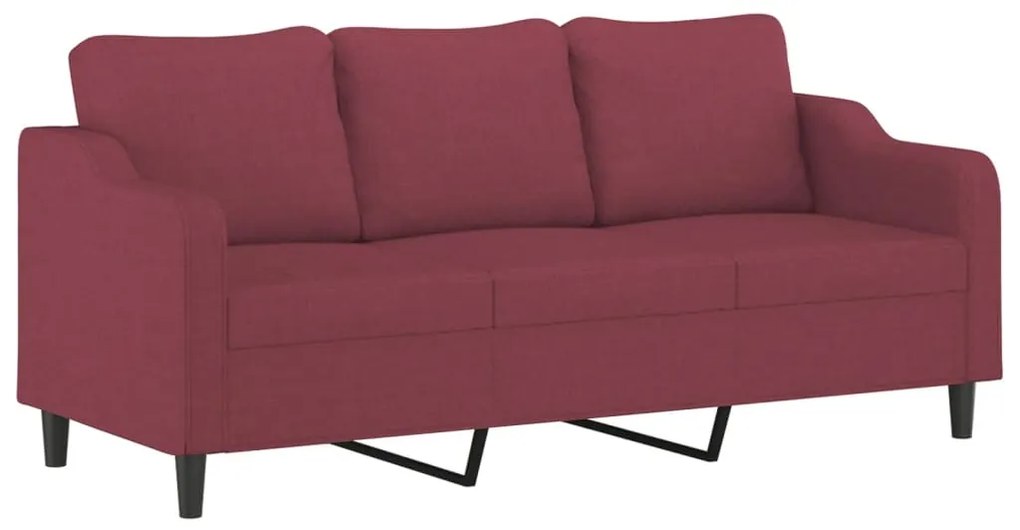 4 pcs conjunto de sofás com almofadões tecido vermelho tinto