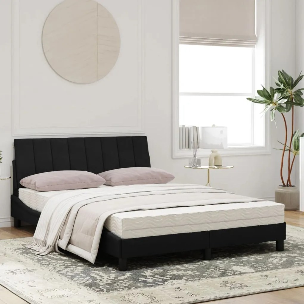 Cama com colchão 120x200 cm veludo preto