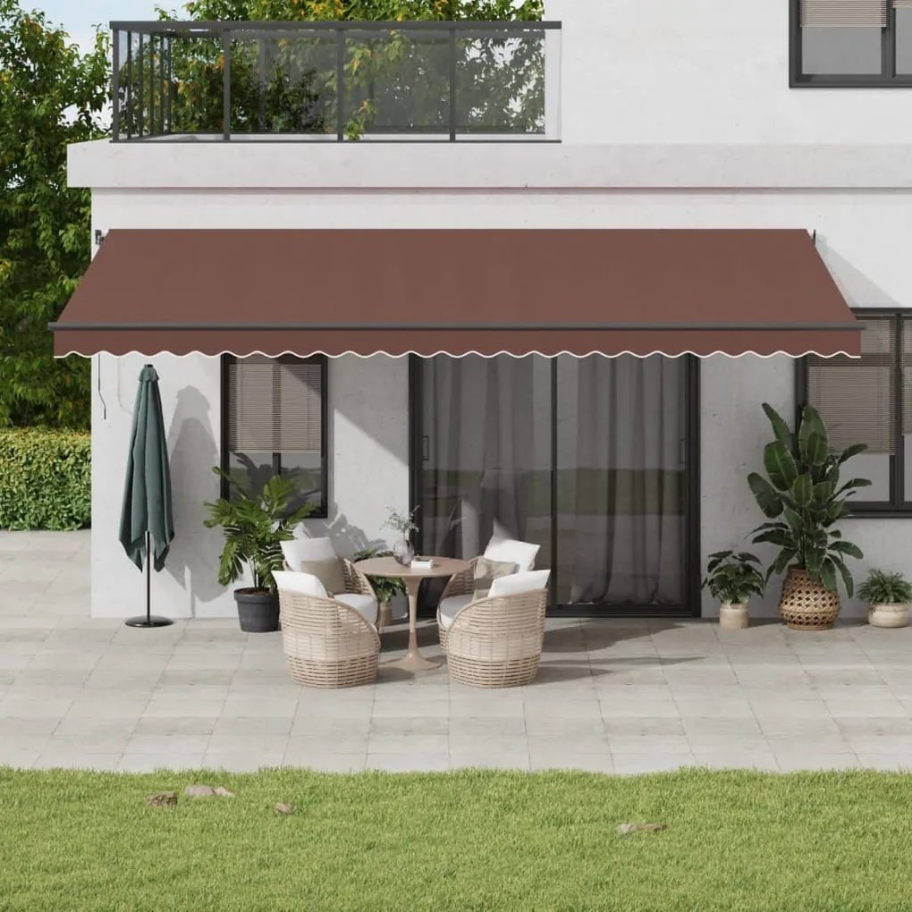 Toldo retrátil manual 600x350 cm castanho