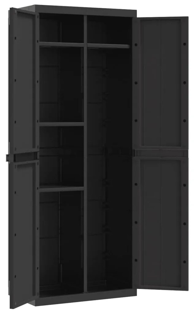 Móvel de arrumação para exterior 65x37x165 PP preto