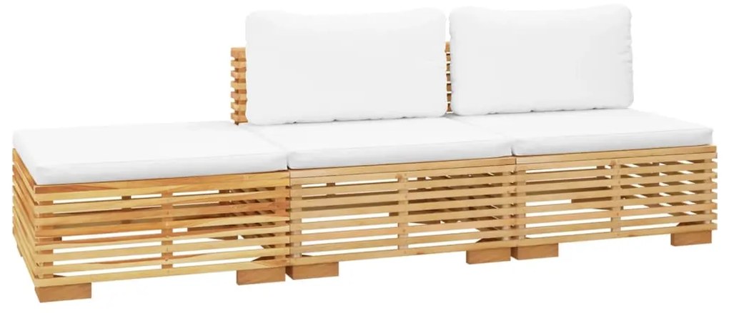 3 pcs conjunto lounge jardim c/ almofadões madeira teca maciça