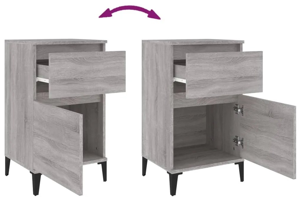 Mesas de cabeceira 2 pcs 40x35x70 cm cinzento sonoma