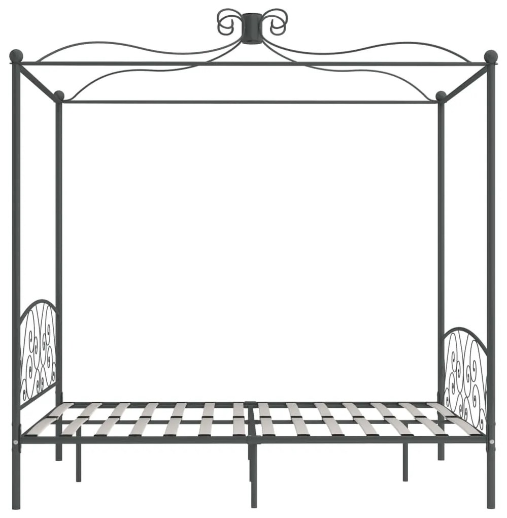 Estrutura de cama com dossel 160x200 cm metal cinzento