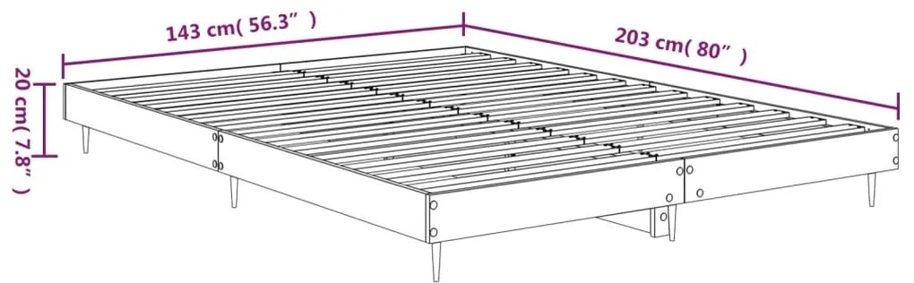 Estrutura de cama 135x190cm derivados madeira carvalho castanho