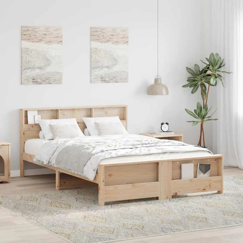 vidaXL Estrutura da Cama Castanho 140 x 200 cm Madeira de pinho maciça