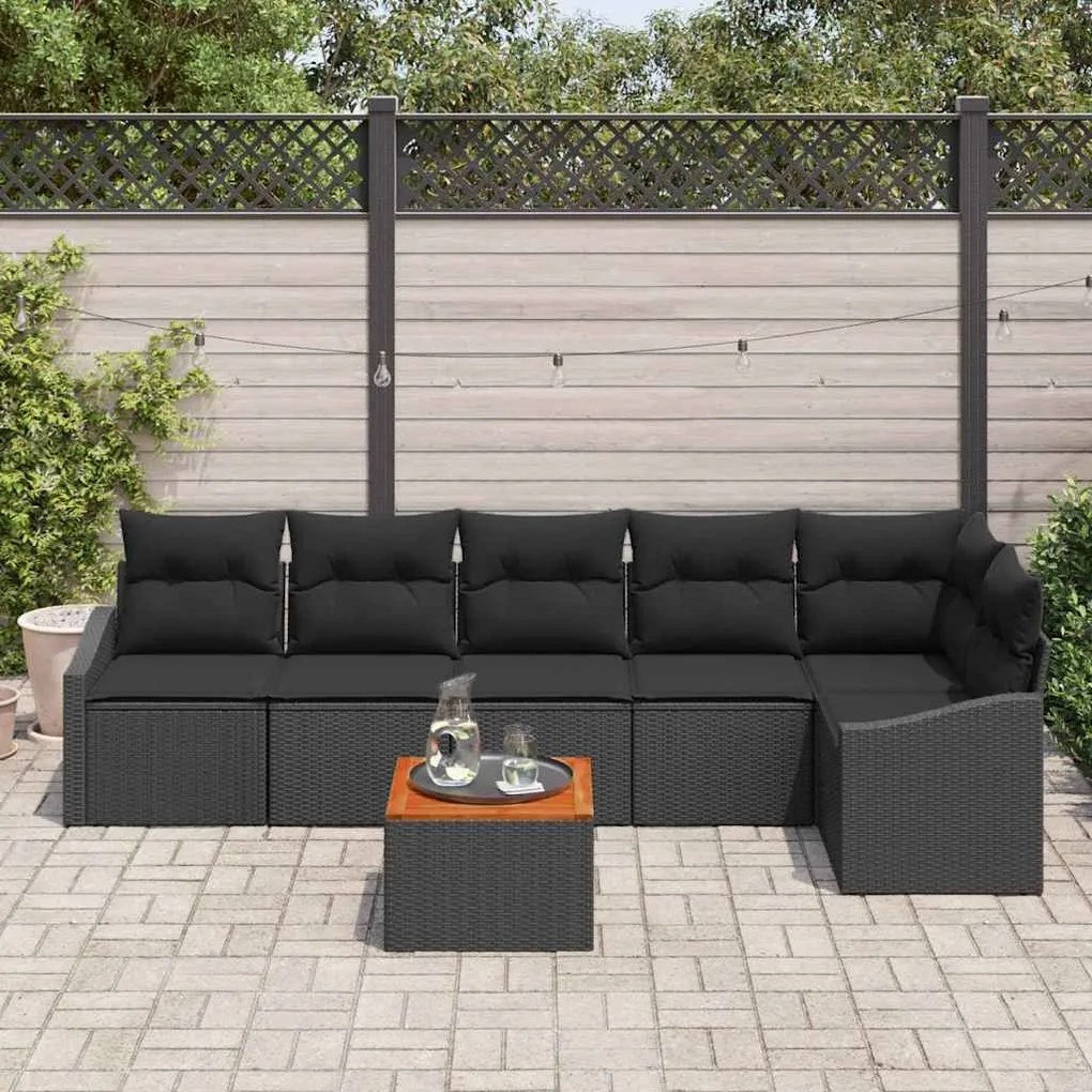 Conjunto de Sofás de Jardim 7 pcs Preto 55 x 55 x 37 cm